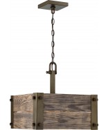 Nuvo 60/6423 | Nuvo Winchester 4 Light Square Pendant With Aged Wood