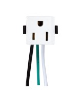 Satco | 80/1408 | Snap-In Single Outlet Convenience Receptacle White 3-Wire 6 inch Leads