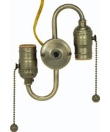 Satco | 80/1525 | Satco Antique Brass 2-Light Pull Chain S Cluster Medium Base E26 Sockets with 14 inch Wire
