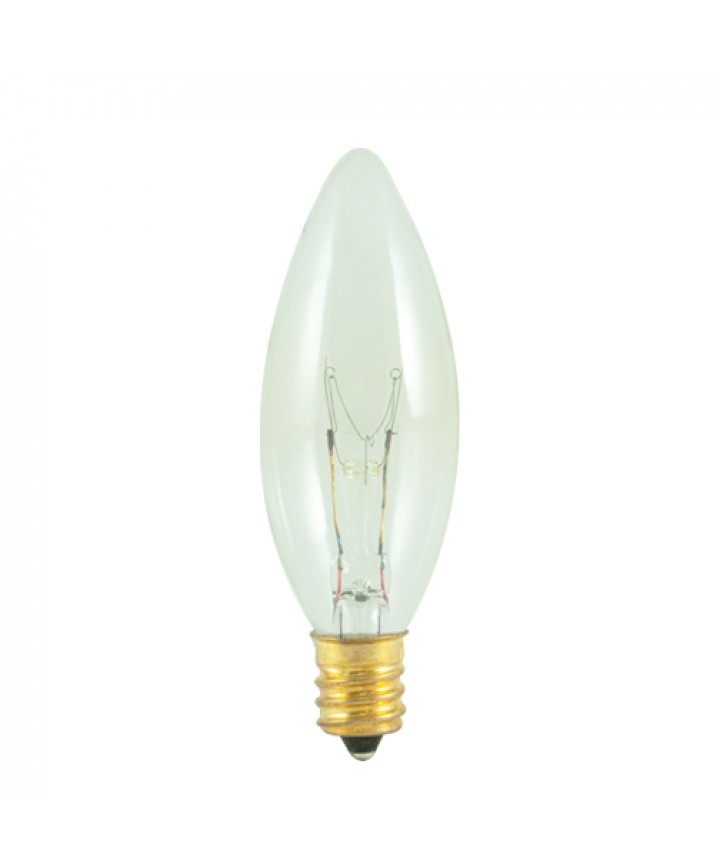 Bulbrite 40CTC/32/3 Chandelier Light Bulbs – 40W Torpedo, Candelabra Base, Clear (Pack Of 3)