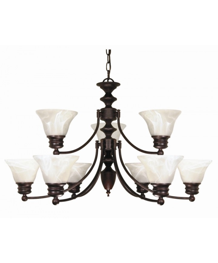 Nuvo Lighting 60/362 Empire 9 Light 32 inch Chandelier with Alabaster ...