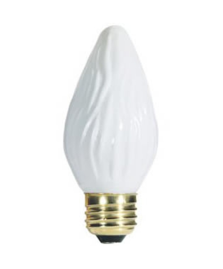 Satco S3368 40F15/W 40 Watt 120 Volt F15 Medium Base White Flame Tip