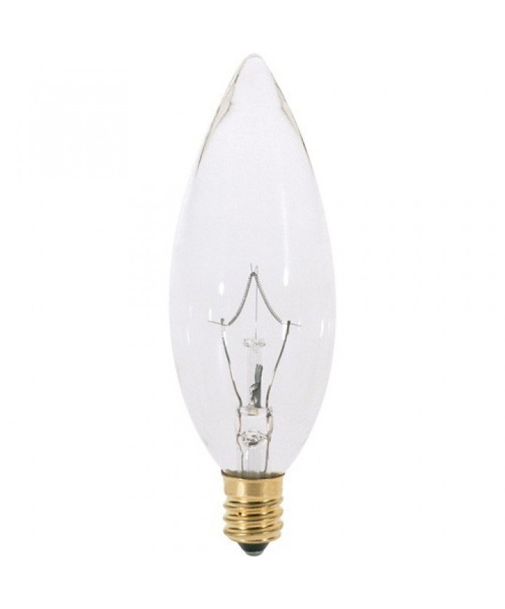 Satco S3388 Satco 60B10/220V 60 Watt 220 Volt B10 E12 Candelabra Base