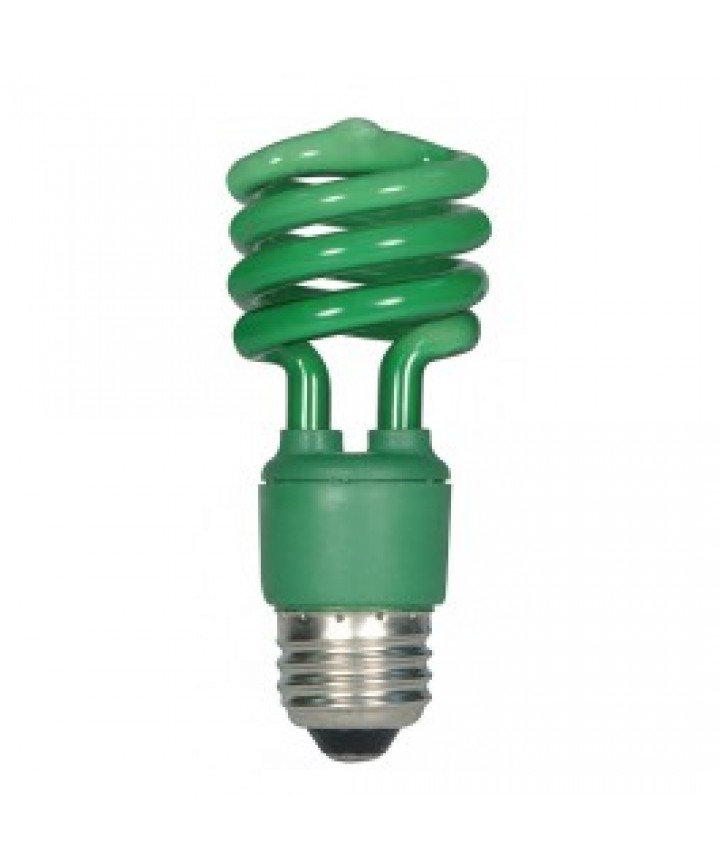 Satco S7272 Satco 13Watt CFL Green 120Volt T2 Mini Spiral 60Watt